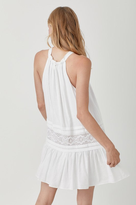 HALTER NECK TRIM LACE WITH FOLDED DETAIL DRESS
