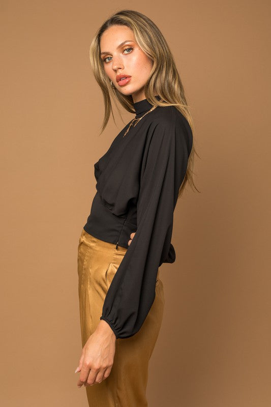 L/S MOCK NECK BOTTOM FITTED TOP