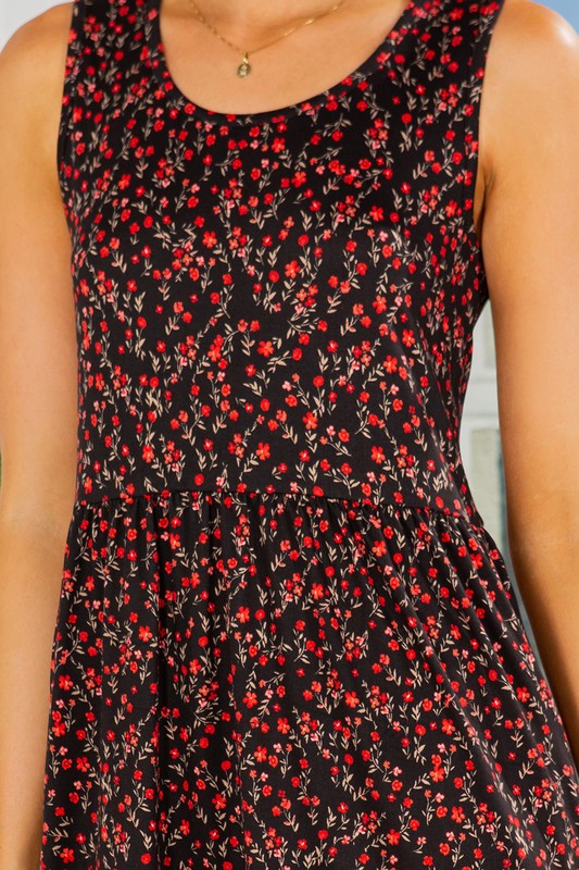 Floral Print Sundress with Pockets