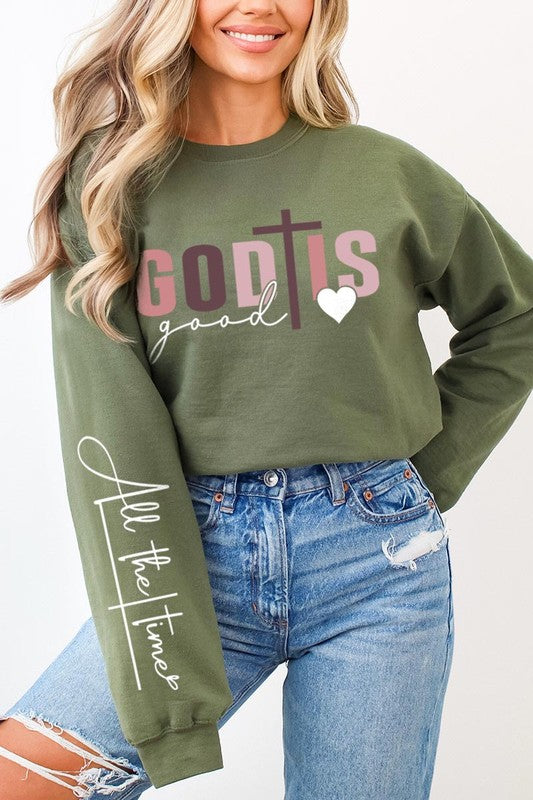 God Is Good Christian Graphic Fleece Sweatshirts