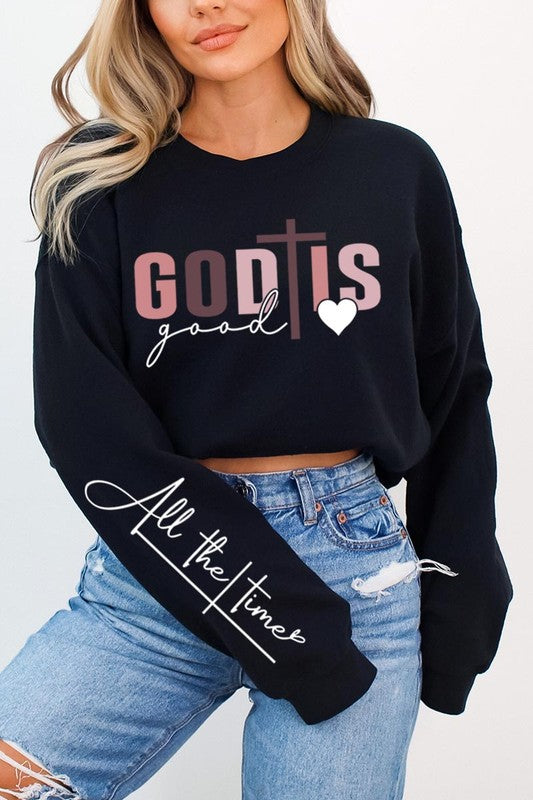 God Is Good Christian Graphic Fleece Sweatshirts