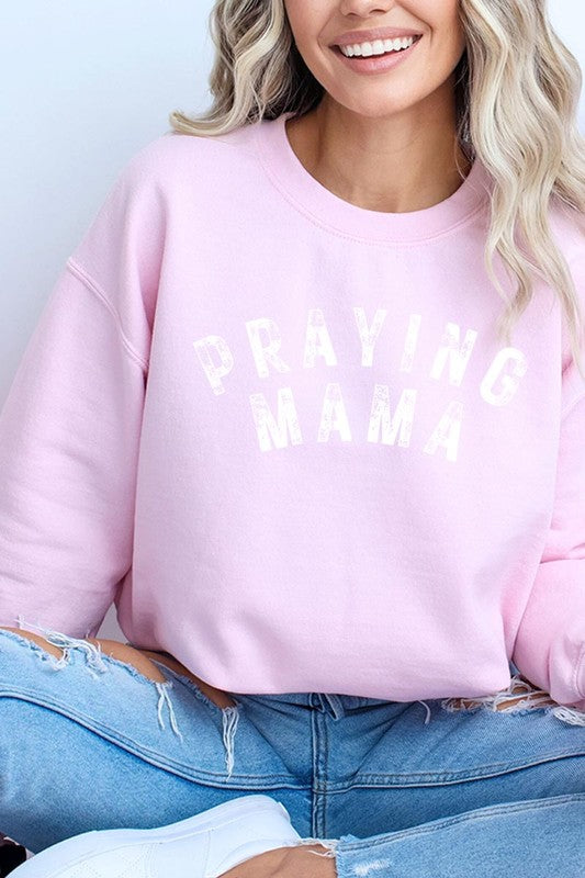 Praying Mama Christian Graphic Fleece Sweatshirts