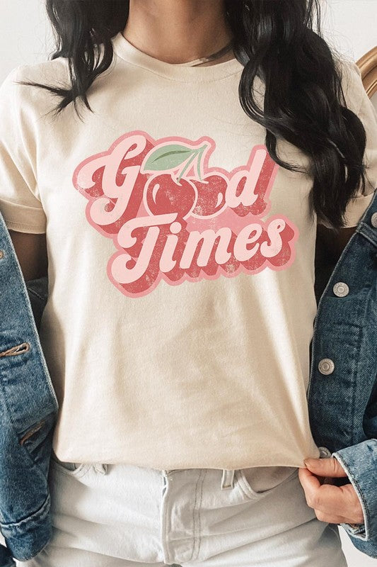 Retro Good Times Cherry Fruit Graphic T Shirts