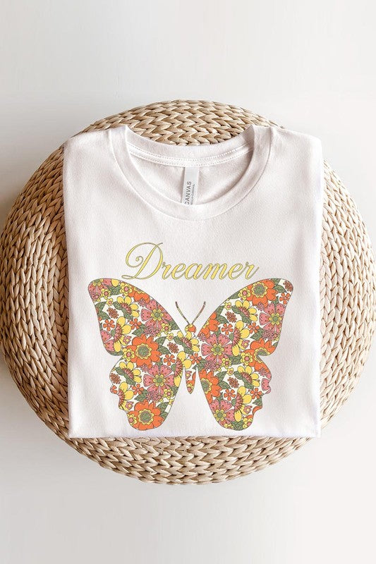 Dream Floral Butterfly Graphic T Shirts