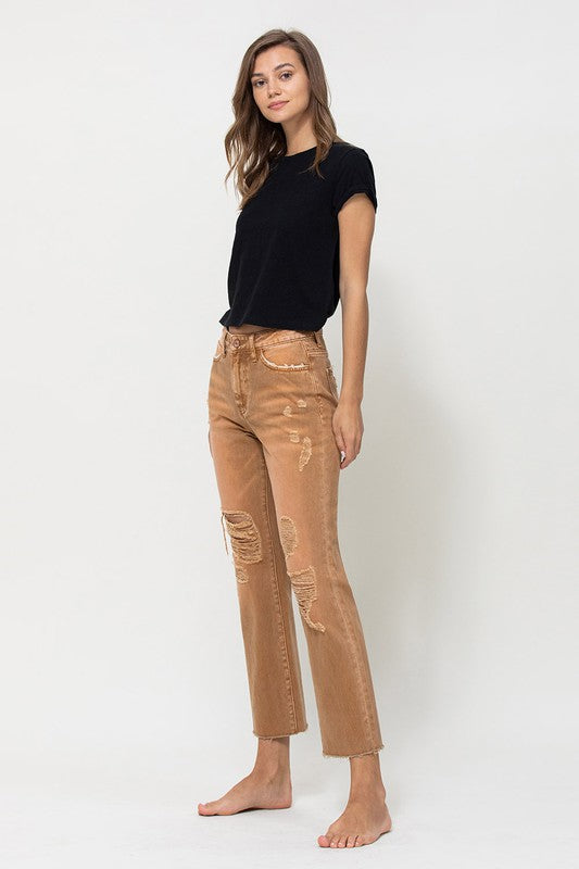High-RIse Straight Crop Jeans