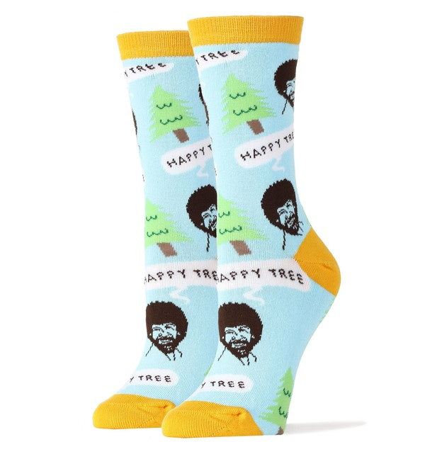 Bob Ross Happy Tree - Women's Funny Socks