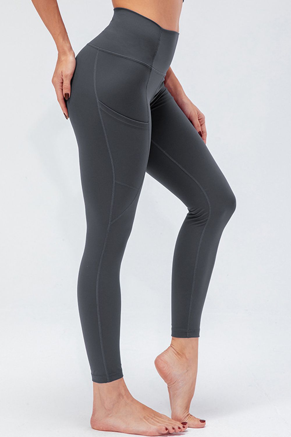Breathable Wide Waistband Active Leggings with Pockets